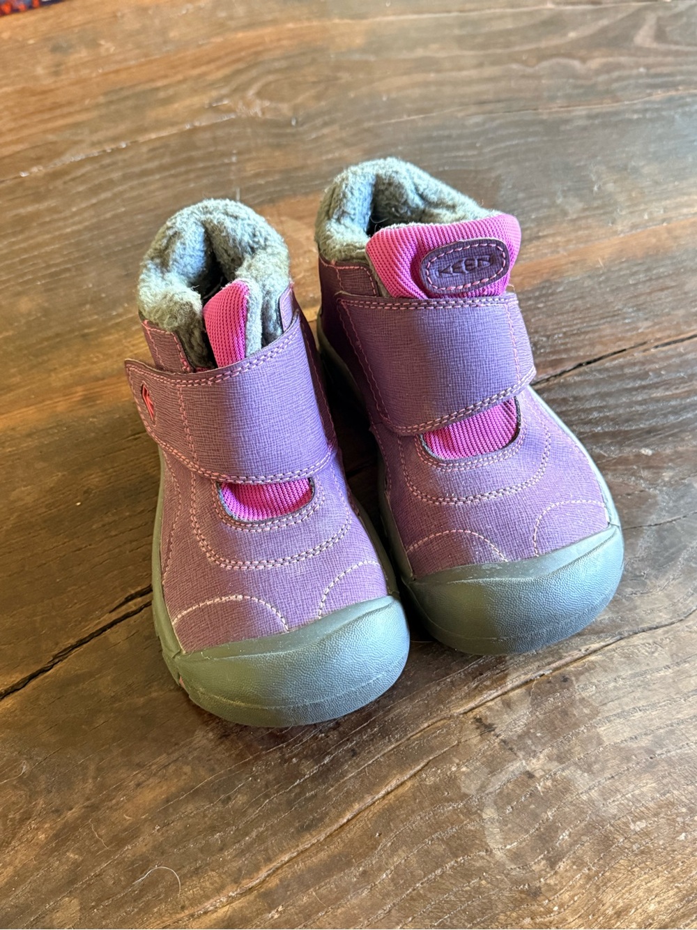Keen Kids Purple and Pink Hook-and-Loop Waterproof Boots
